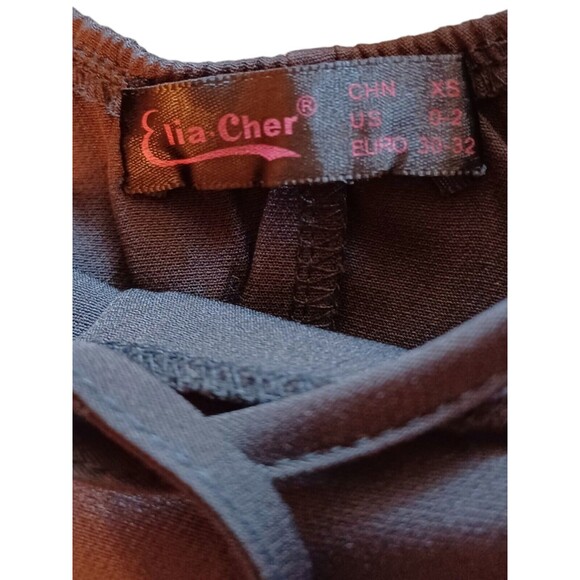 Elia.Cher Black Fit & Flare Midi Dress XS Crisscross Back Cocktail Zip & Pockets - Picture 9 of 11